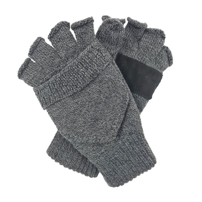 Load image into Gallery viewer, Dents 3M Thinsulate Lined Half Finger Fingerless Knit Gloves/Mittens in Charcoal-1