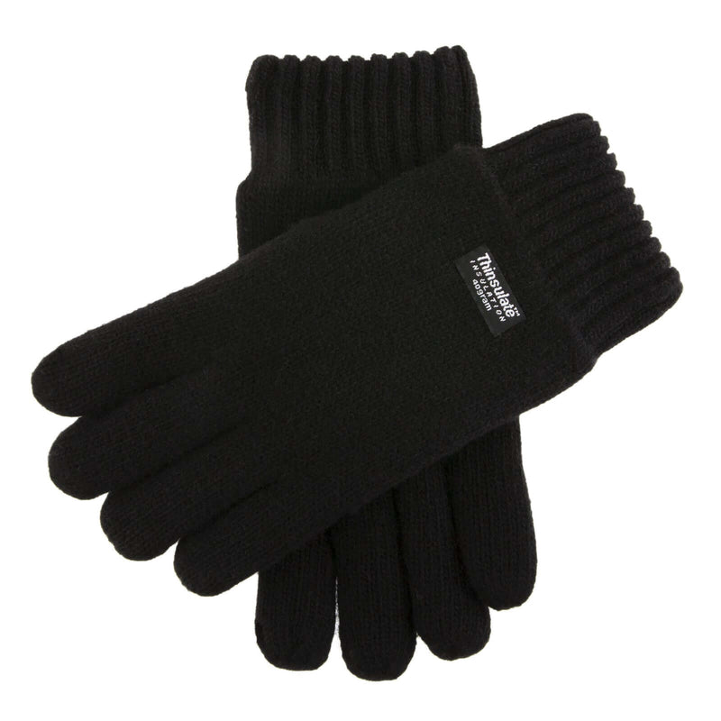 Load image into Gallery viewer, Dents Wool Blend Thinsulate Knitted Gloves – Black Fleece Lined Winter Warmth, soft fleece lined gloves for winter.