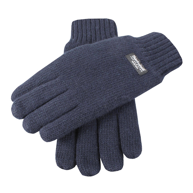 Load image into Gallery viewer, DENTS 3M Thinsulate Mens Navy Blue Wool Knit Gloves With Rib Cuff-0