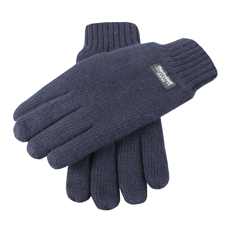 Load image into Gallery viewer, Dents 3M Thinsulate Winter Knit Gloves – Navy Wool Blend & Fleece Lining displayed on a white background.