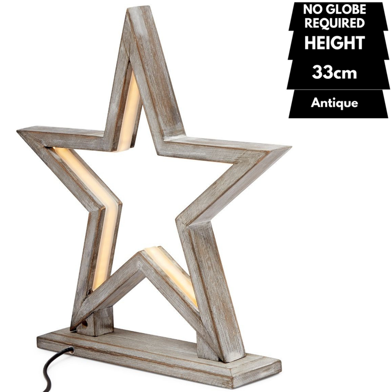 Load image into Gallery viewer, 33cm Bamboo Star LED Table Lamp Light Modern Bedside - Antique Timber-1