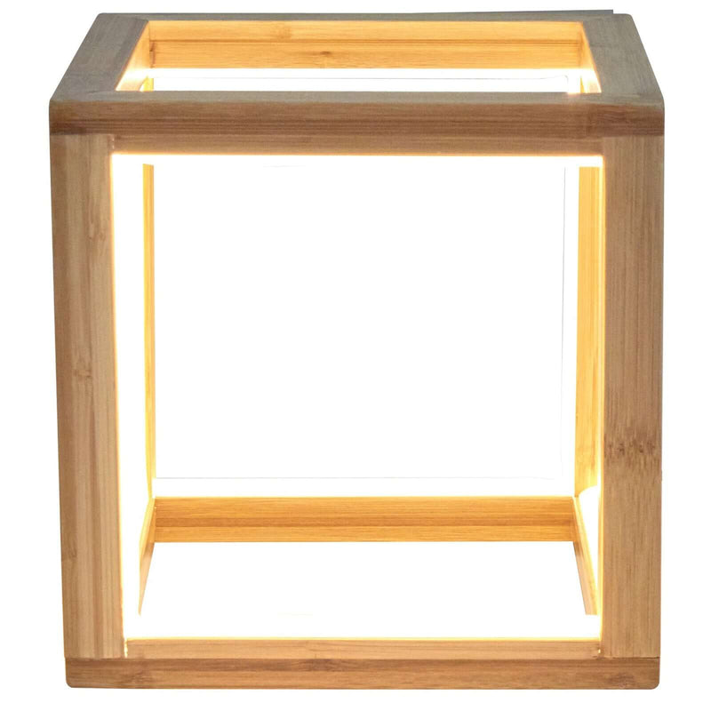 Load image into Gallery viewer, Bamboo Cube LED Lamp Modern Light Minimalistic Scandi - Natural-3
