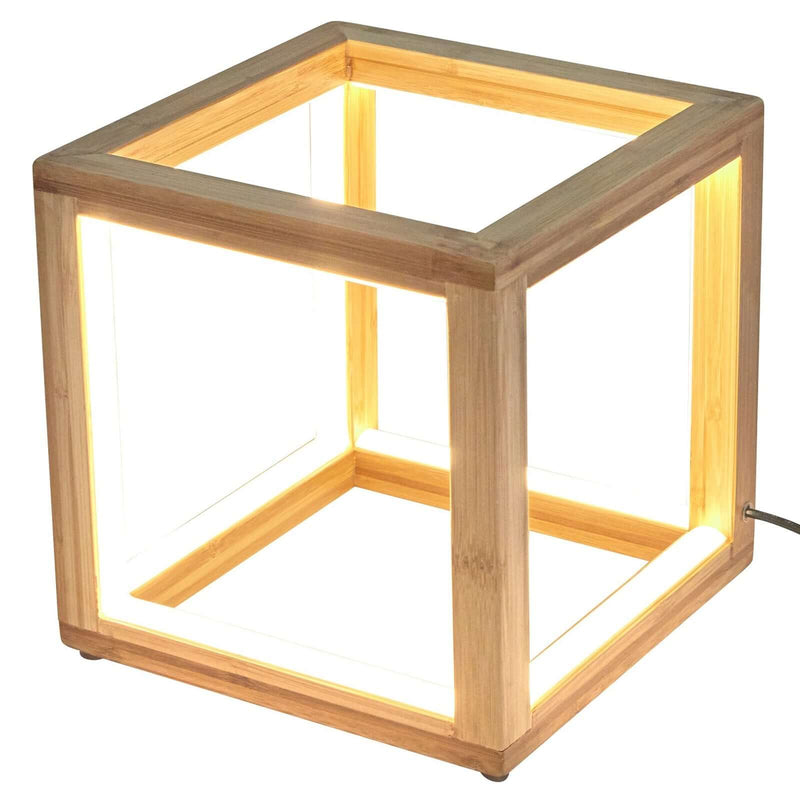 Load image into Gallery viewer, Bamboo Cube LED Lamp Modern Light Minimalistic Scandi - Natural-1