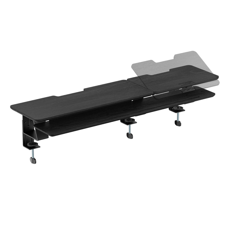 Load image into Gallery viewer, 2-Tier Clamp On Monitor Stand Riser Desk Shelf w/ Laptop Height Adjuster in Matte Black-2