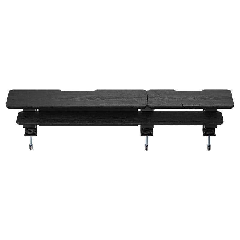 Load image into Gallery viewer, 2-Tier Clamp On Monitor Stand Riser Desk Shelf w/ Laptop Height Adjuster in Matte Black-4