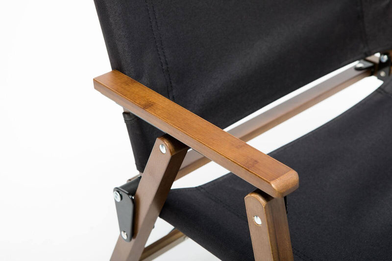 Load image into Gallery viewer, 2x Bamboo Canvas Foldable Outdoor Camping Chair Wooden Travel Picnic Park - Black-3