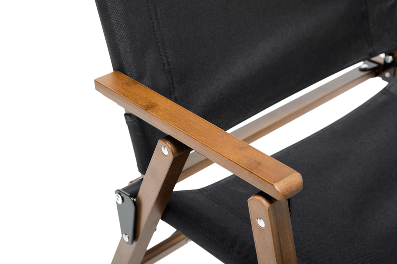 Load image into Gallery viewer, Bamboo Canvas Foldable Outdoor Camping Chair Wooden Travel Picnic Park - Black-3