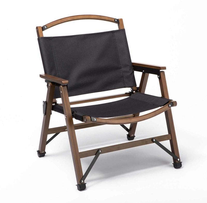 Load image into Gallery viewer, Bamboo Canvas Foldable Outdoor Camping Chair Wooden Travel Picnic Park - Black-0