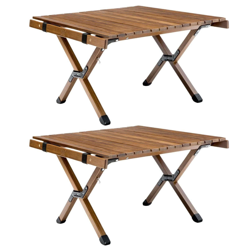 Load image into Gallery viewer, 2x 62cm Foldable Bamboo Outdoor Camping Table Waterproof Wood Travel - Small-0