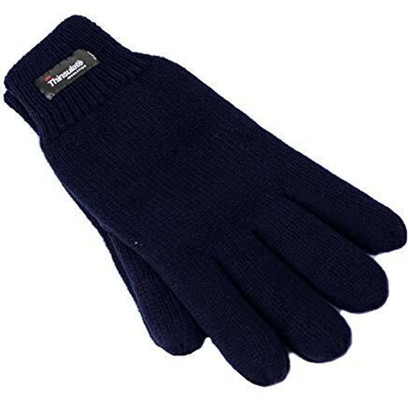 Load image into Gallery viewer, 3M Thinsulate Womens Full Finger Knit Gloves Polar Fleece Thermal Insulation in Navy-1