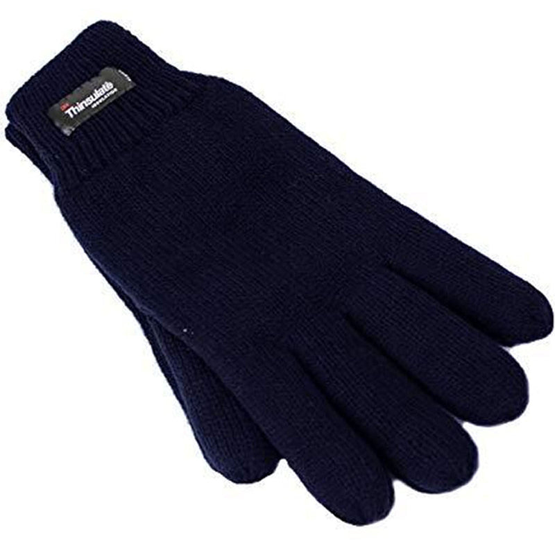 Load image into Gallery viewer, 3M Thinsulate Womens Full Finger Knit Gloves Polar Fleece Thermal Insulation in Navy-1