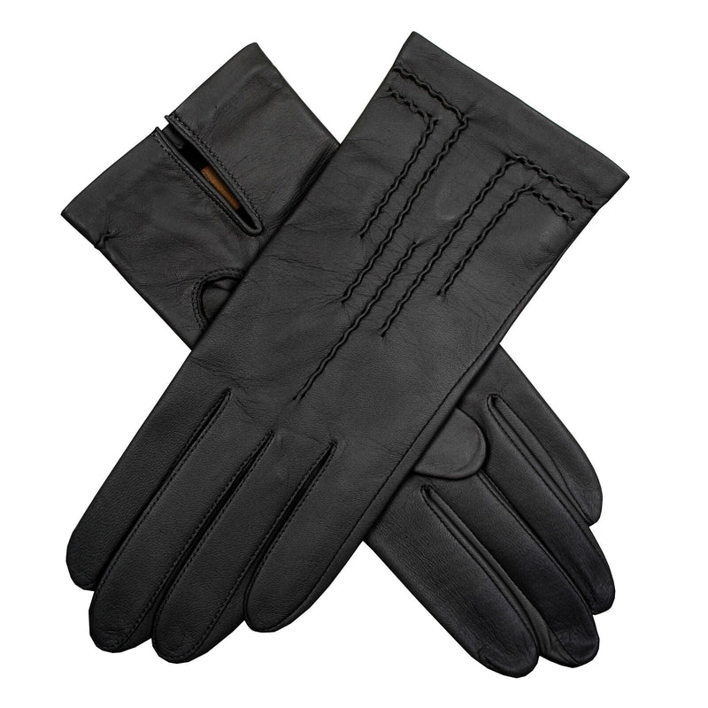 Load image into Gallery viewer, DENTS Womens Leather Gloves with Stitch Detail & Satin Lining Warm Winter in Black-1