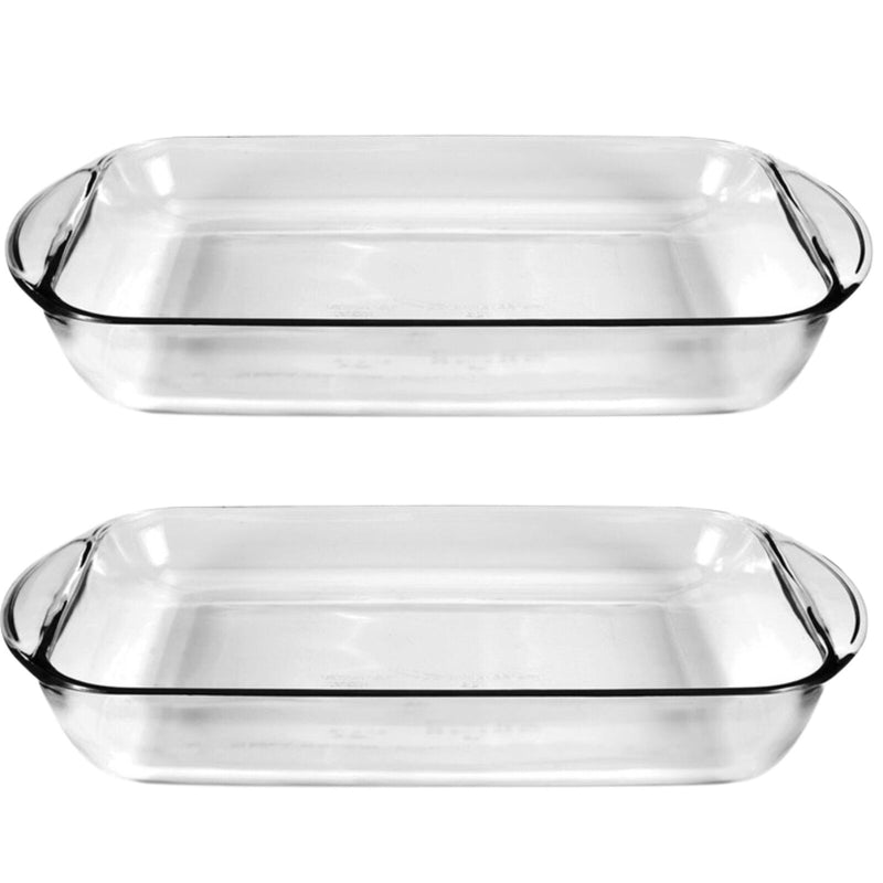 Load image into Gallery viewer, 2x Anchor Hocking Fire King 34x28cm 4L Rectangular Glass Baker Dish - Clear-1