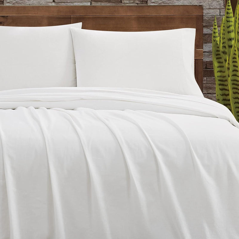 Load image into Gallery viewer, FRYE Cotton/Linen Blend 4-Piece Bed Sheet Set in White (Full/Double Size)-4