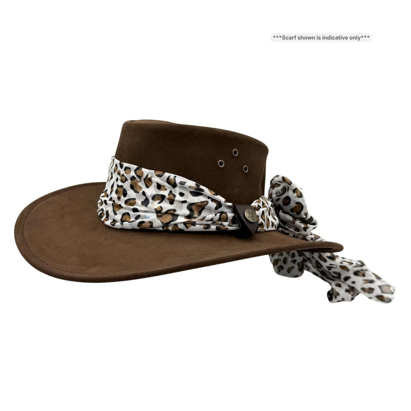 Load image into Gallery viewer, Jacaru 1020 Jillaroo Hat – Suede & Chiffon Scarf | UPF 50+