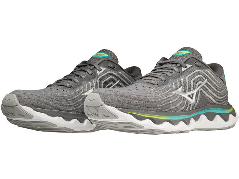 Load image into Gallery viewer, Womens Mizuno Wave Horizon 6 Ultimate Running Shoes Gray/Silver/Blue Curacao in Size 7.5