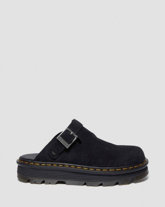 Load image into Gallery viewer, Dr Martens Zebzag Platform Mule Suede Unisex Slingback Sandals - Black