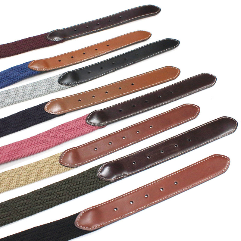 Load image into Gallery viewer, Dents Mens Elastic Stretch Belt Leather End Webbing - Flamingo-2