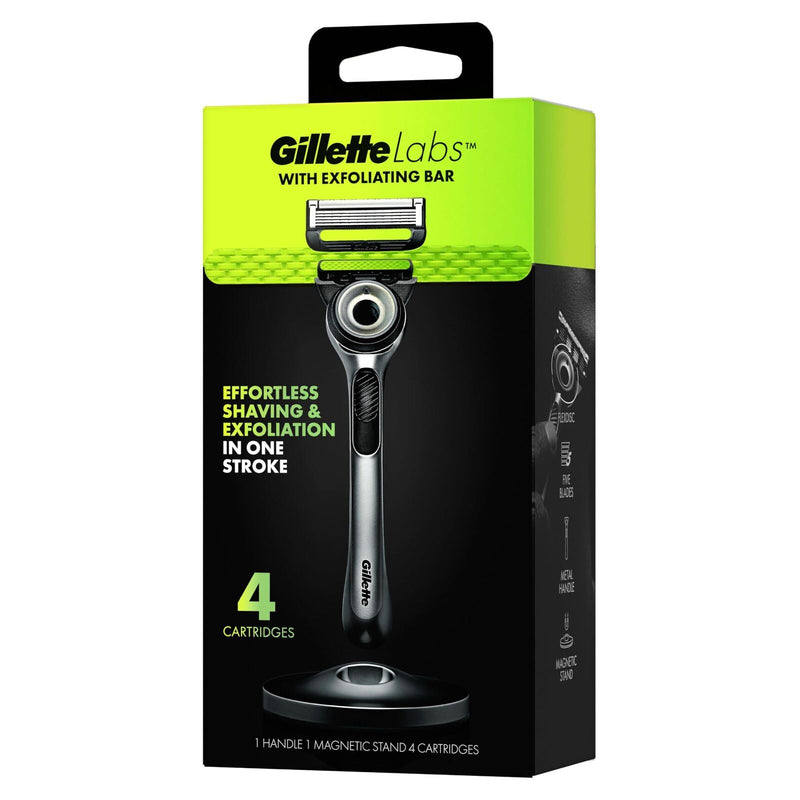 Load image into Gallery viewer, Gillette Labs Mens Razor 5 Blade Exfoliating Bar Handle with 4 Cartridges & Stand-4