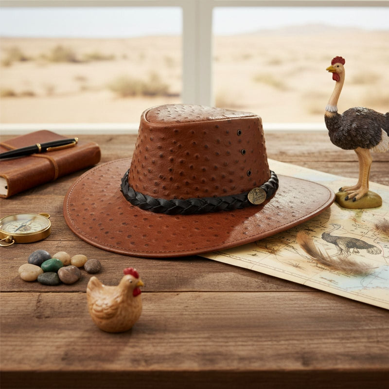 Load image into Gallery viewer, Jacaru 9016 Ostrich Hat – Genuine Ostrich Leather | Statement Piece