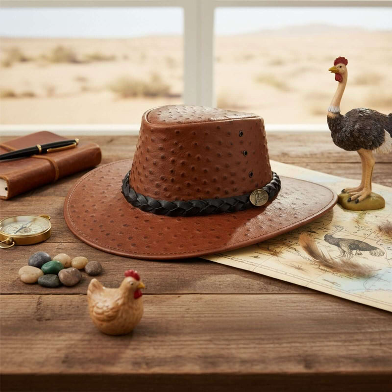 Load image into Gallery viewer, Jacaru 9016 Ostrich Hat – Genuine Ostrich Leather | Statement Piece