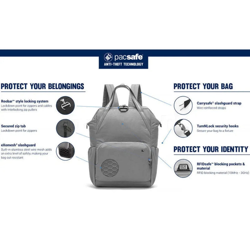 Load image into Gallery viewer, Pacsafe Citysafe CX Anti-Theft 13" Laptop Backpack Bag Econyl Gravity Gray
