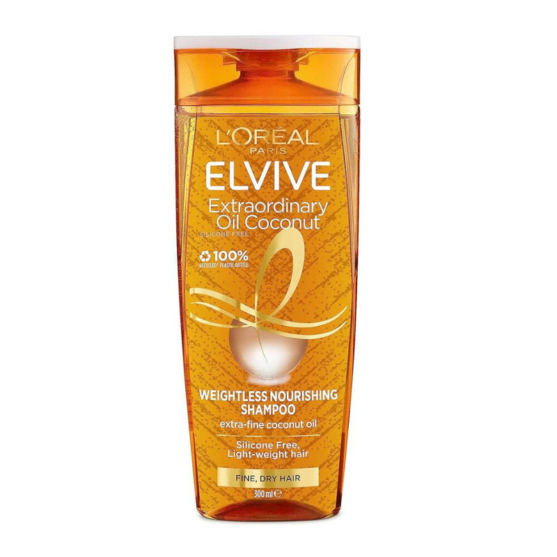 Load image into Gallery viewer, Loreal 300ml Shampoo Elvive Weightless Nourishing Extraordinary Oil Coconut Fine Dry Hair-1