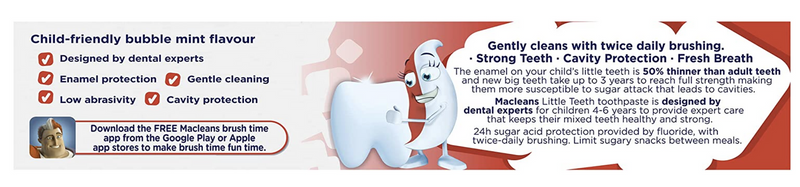 Load image into Gallery viewer, Macleans Fluoride Toothpaste Little Teeth 63g For Kids 4-6 years - Bubble Mint-3