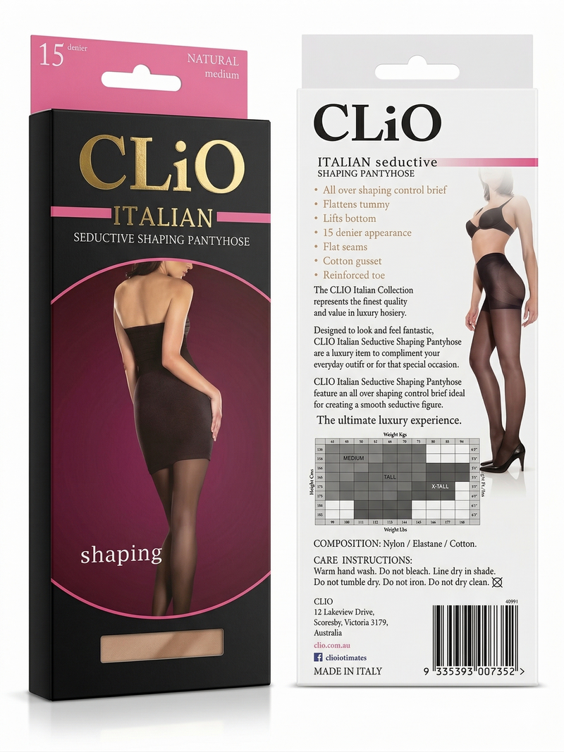Load image into Gallery viewer, CliO Italian Seductive Shaping Pantyhose (15 Denier) in Natural Size Medium (Made in Italy)-0