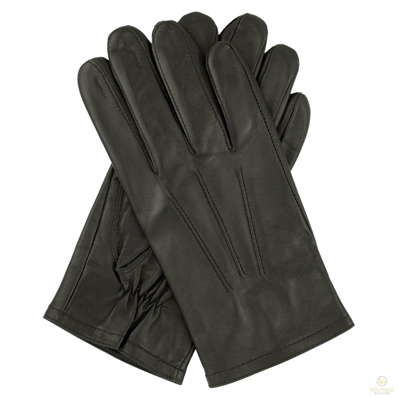 Load image into Gallery viewer, Dents Mens Genuine Full Grain Leather Gloves 3 Point Stitch Fleece Lined Warm Winter - Navy