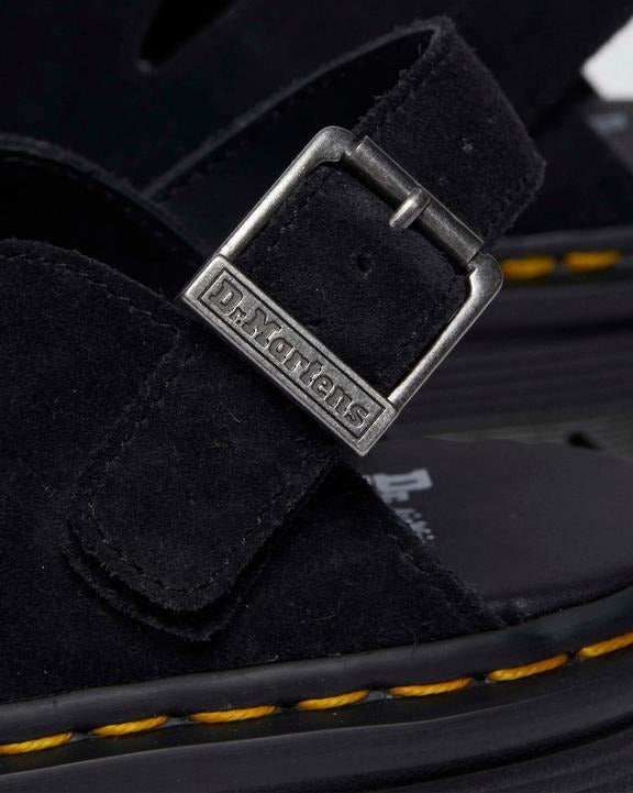 Load image into Gallery viewer, Dr Martens Zebzag Platform Mule Suede Unisex Slingback Sandals - Black