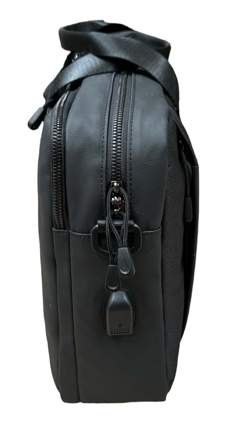 Load image into Gallery viewer, 15" Futura Laptop Computer Bag Travel Work Messenger Bag w/USB Port - Black-3