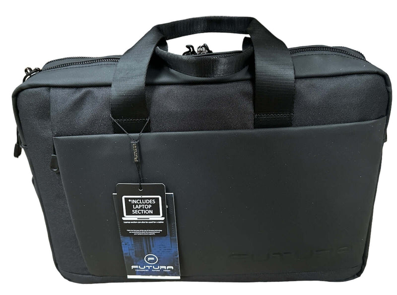 Load image into Gallery viewer, 15" Futura Laptop Computer Bag Travel Work Messenger Bag w/USB Port - Black-0