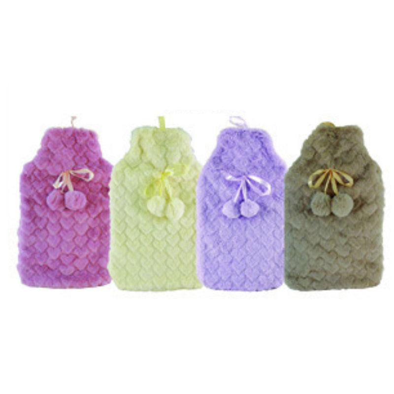 Load image into Gallery viewer, 2L HOT WATER BOTTLE with Hearts Fleece Cover Winter Warm Natural Rubber Bag-2