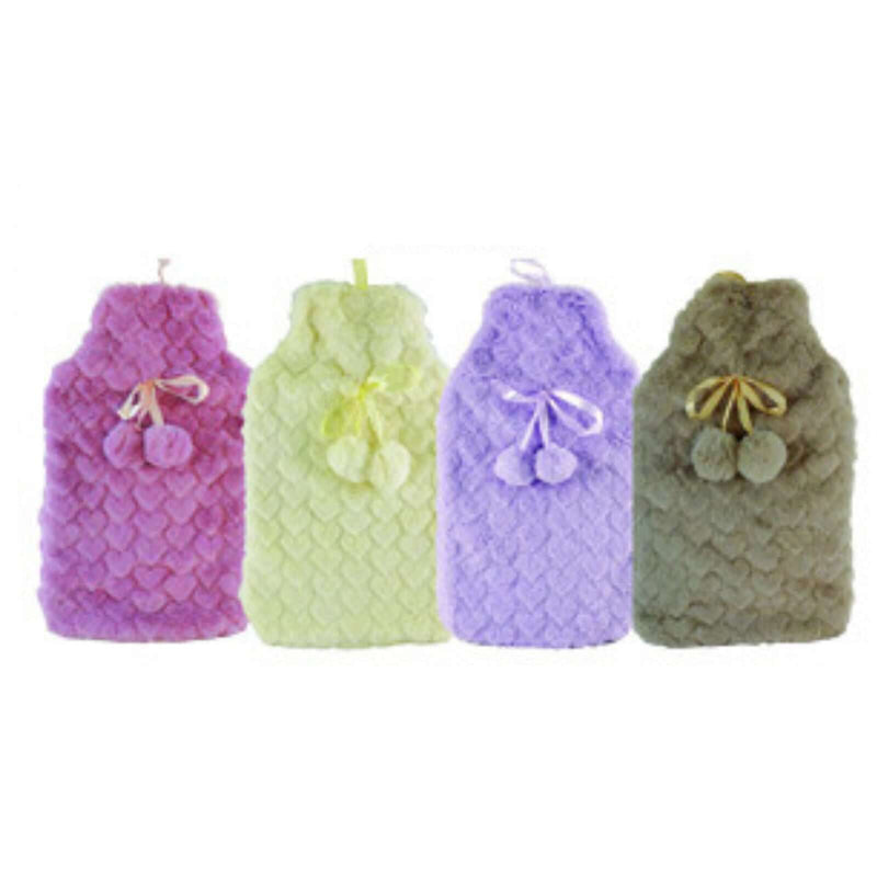 Load image into Gallery viewer, 2L HOT WATER BOTTLE with Hearts Fleece Cover Winter Warm Natural Rubber Bag-2