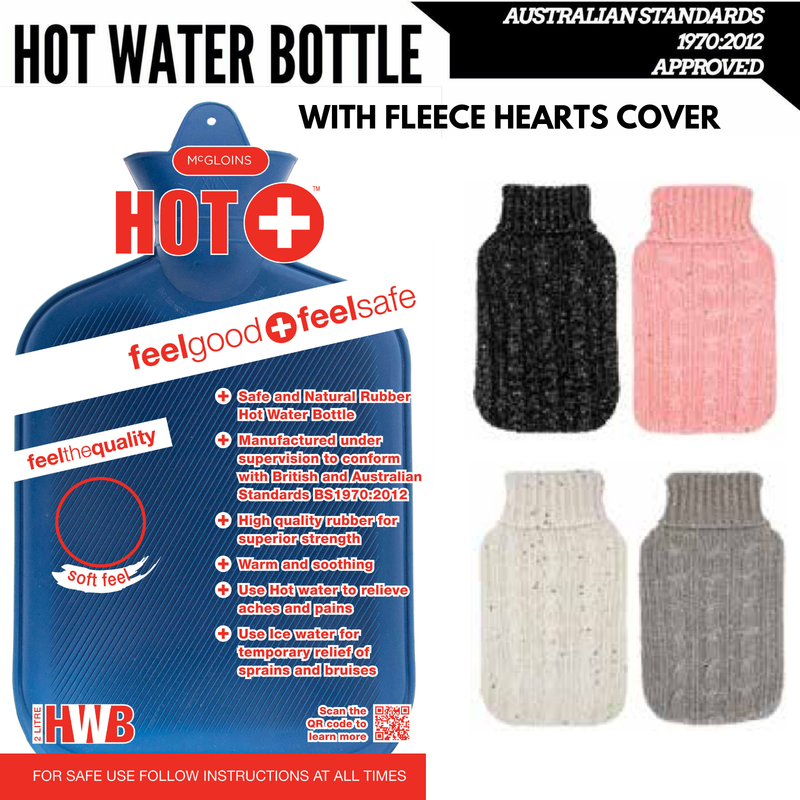 Load image into Gallery viewer, 2L HOT WATER BOTTLE with Knit Sparkles Cover Winter Warm Natural Rubber Bag-1