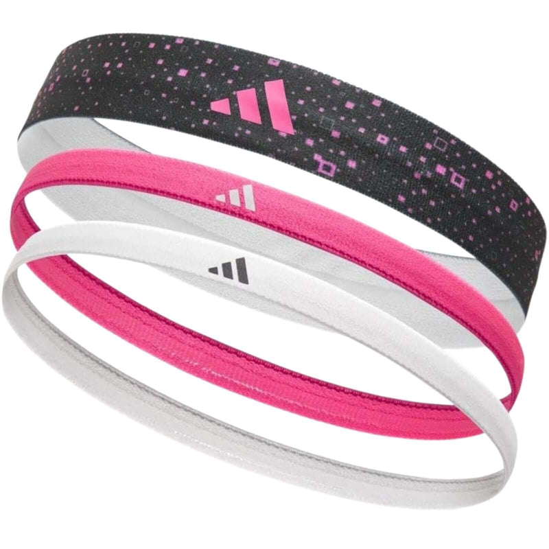 Load image into Gallery viewer, Adidas 3pk Hairbands Non-Slip Headbands Elastic One Size Washable in Graphic Black Pink White-1