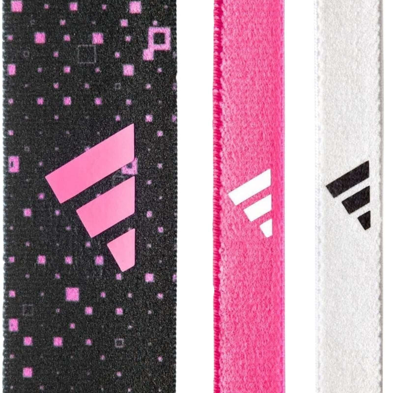 Load image into Gallery viewer, Adidas 3pk Hairbands Non-Slip Headbands Elastic One Size Washable in Graphic Black Pink White-3