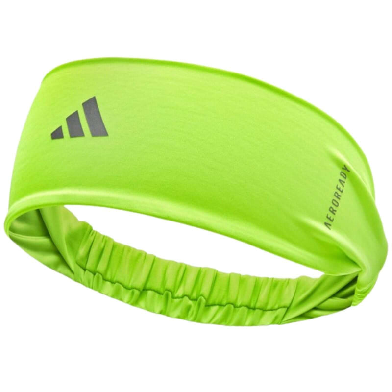 Load image into Gallery viewer, Adidas Sports Hairband Headband Wide Fit Aeroready Reflective Logo One Size in Lucid Lemon-0