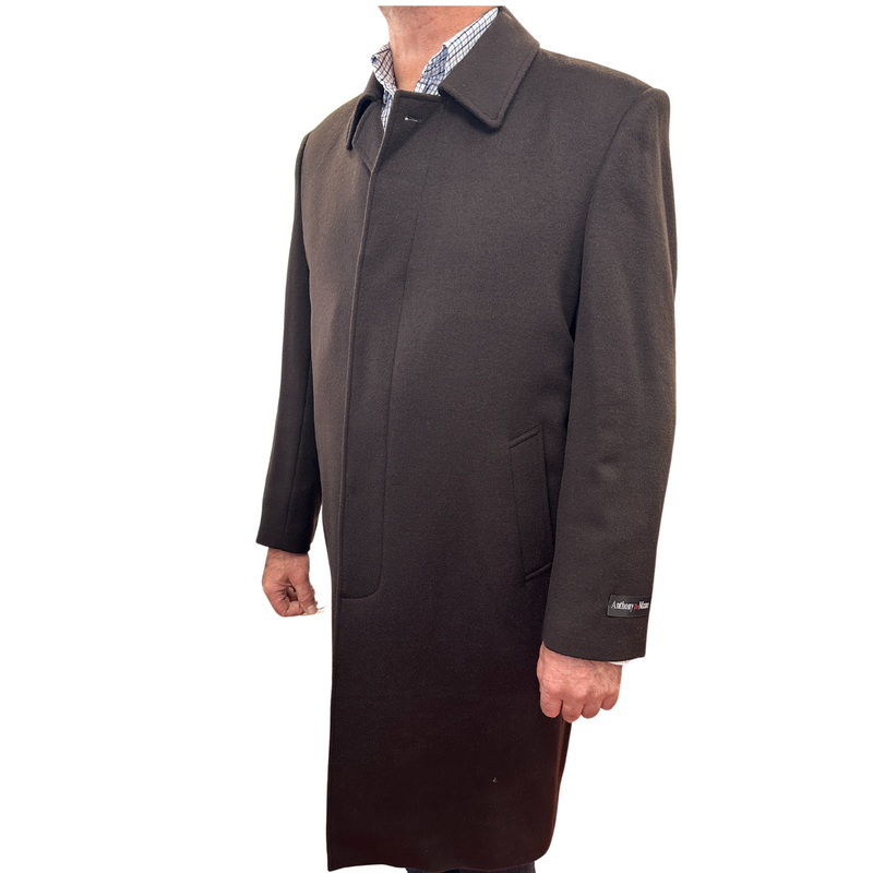 Load image into Gallery viewer, Anthony De Mano Lapel Trench Coat Jacket Winter Overcoat w/ Cashmere - Brown-1