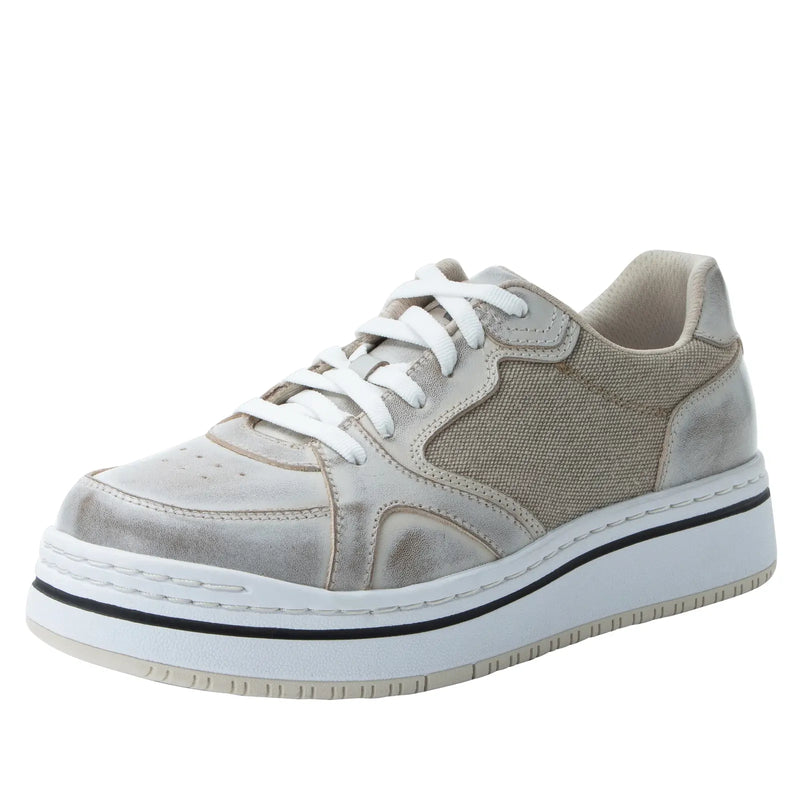Load image into Gallery viewer, Alegria Alyster Retro Sneakers Washed Look Platform Lace Up Shoes in Cream-0