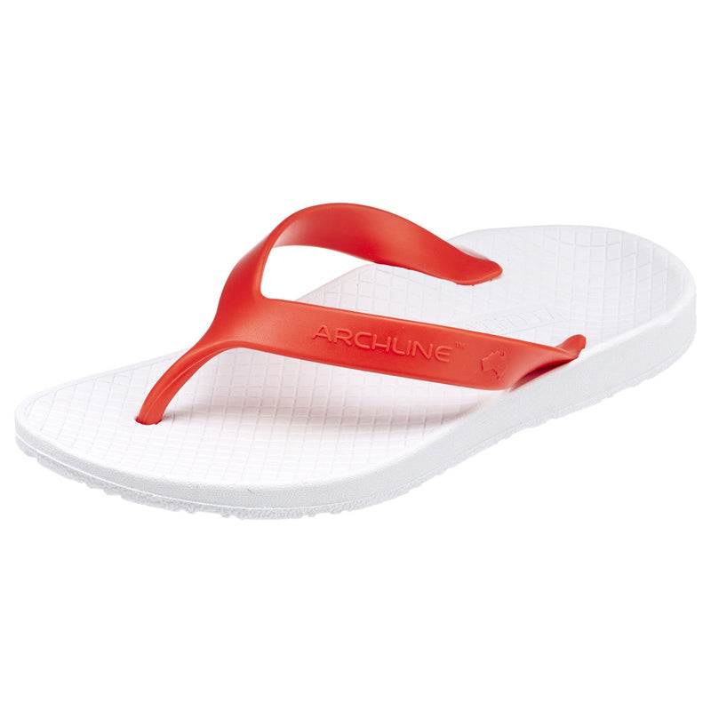Load image into Gallery viewer, ARCHLINE Orthotic Thongs Arch Support Shoes Footwear Flip Flops Orthopedic - White/Red-1