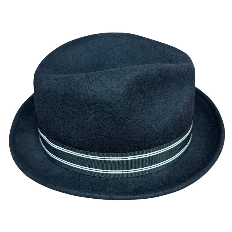 Load image into Gallery viewer, Mens 100% Wool Trilby Fedora Hat in Navy with Ribbon-4