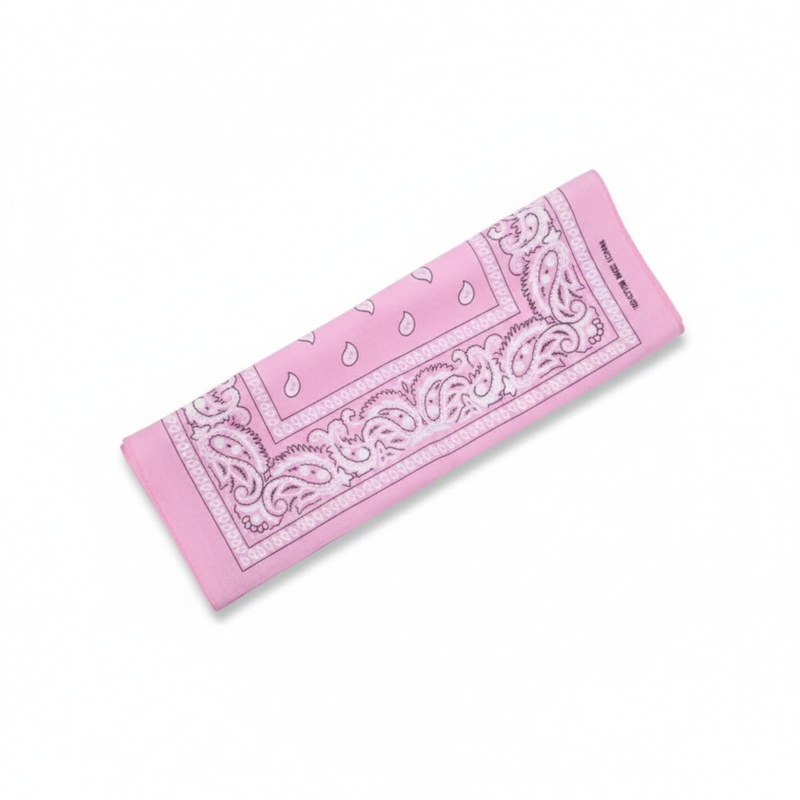 Load image into Gallery viewer, BANDANA Paisley 100% COTTON Head Wrap Durag Bandanna Summer Biker Scarf Mask - Light Pink-2