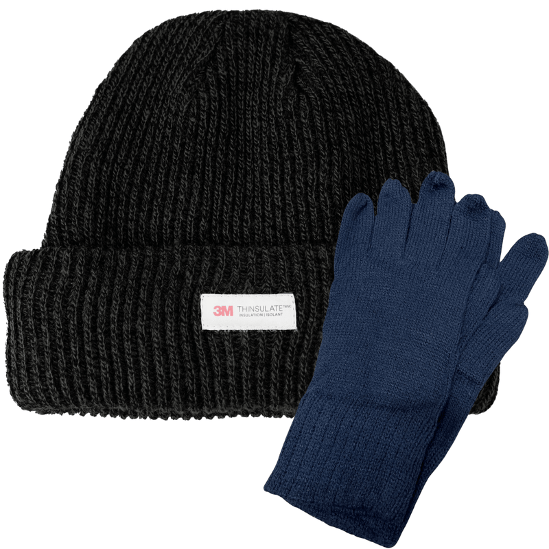 Load image into Gallery viewer, 2pcs Set Mens 3M Thinsulate Beanie Hat + Knitted Gloves Winter Warm Snow-1