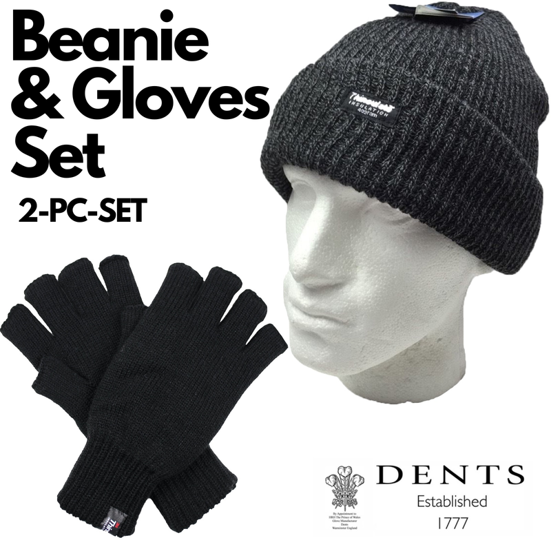 Load image into Gallery viewer, 2pcs Winter Set Mens 3M Thinsulate Beanie Hat + Knitted Fingerless Gloves Snow-4