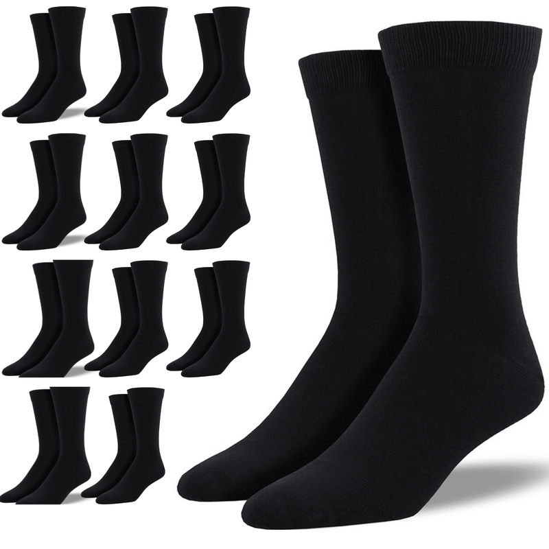 Load image into Gallery viewer, 12 Pairs Bamboo Derived Loose Top Socks Diabetic Comfort Circulation - Black-0