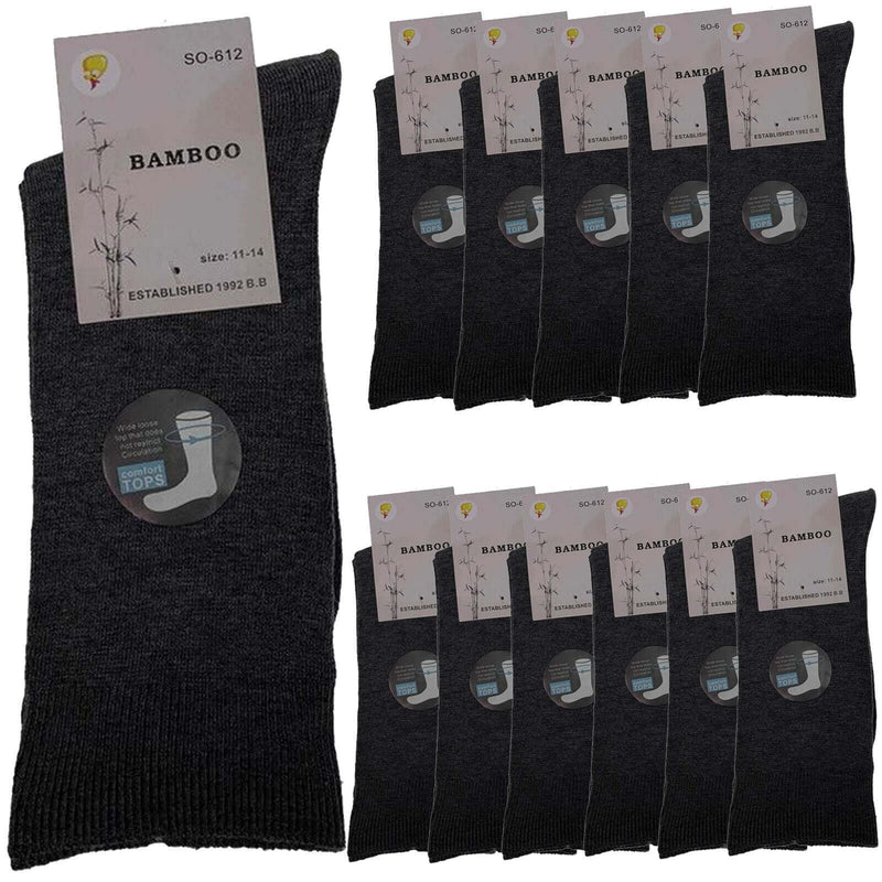 Load image into Gallery viewer, 12 Pairs Bamboo Derived Loose Top Socks Diabetic Comfort Circulation - Grey-4