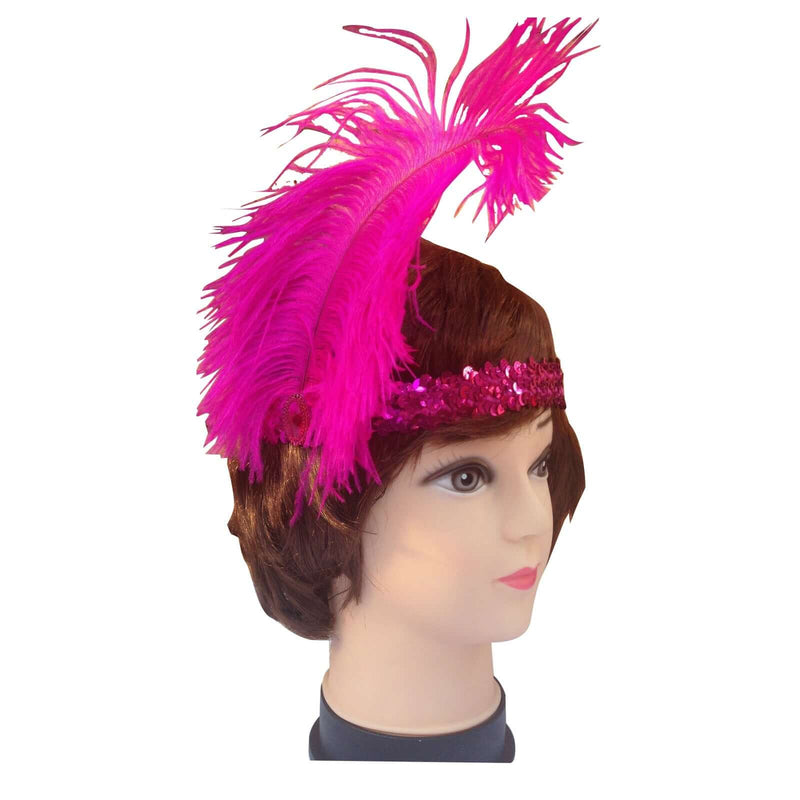 Load image into Gallery viewer, 12x 1920s FLAPPER HEADBAND Headpiece Feather Sequin Charleston Gatsby Party BULK - Hot Pink-2