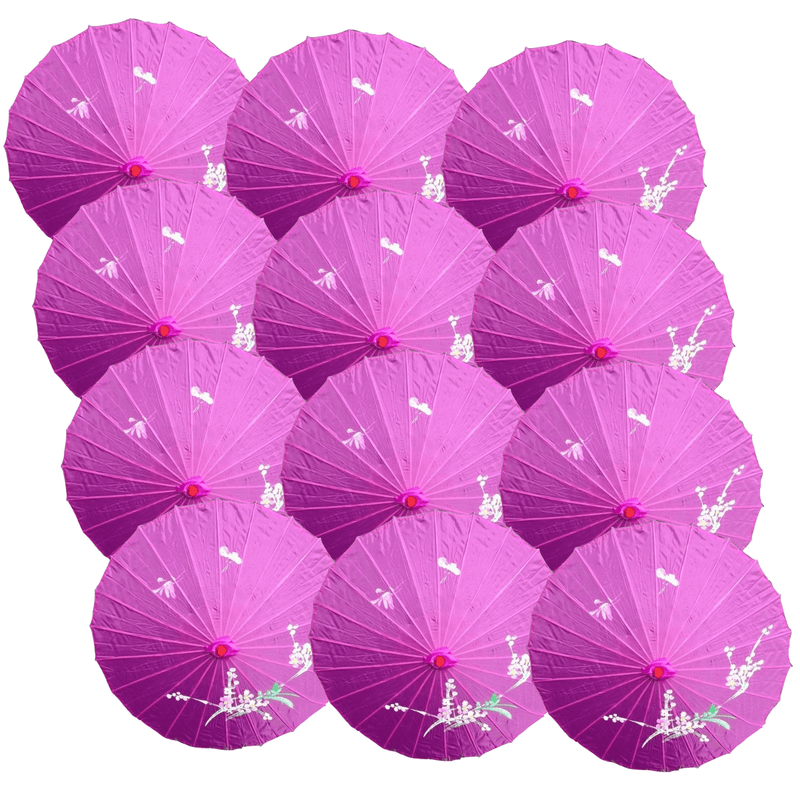 Load image into Gallery viewer, 12x PARASOL UMBRELLA Chinese Japanese Bamboo Flower Pattern 80cm Large BULK - Purple-1